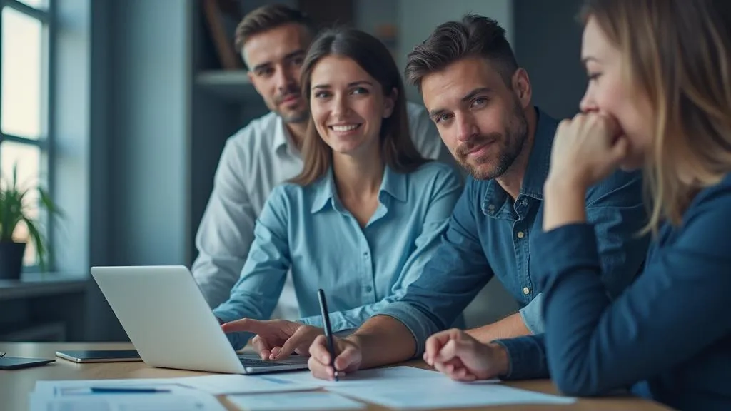 Equipo tomando decisiones de negocio